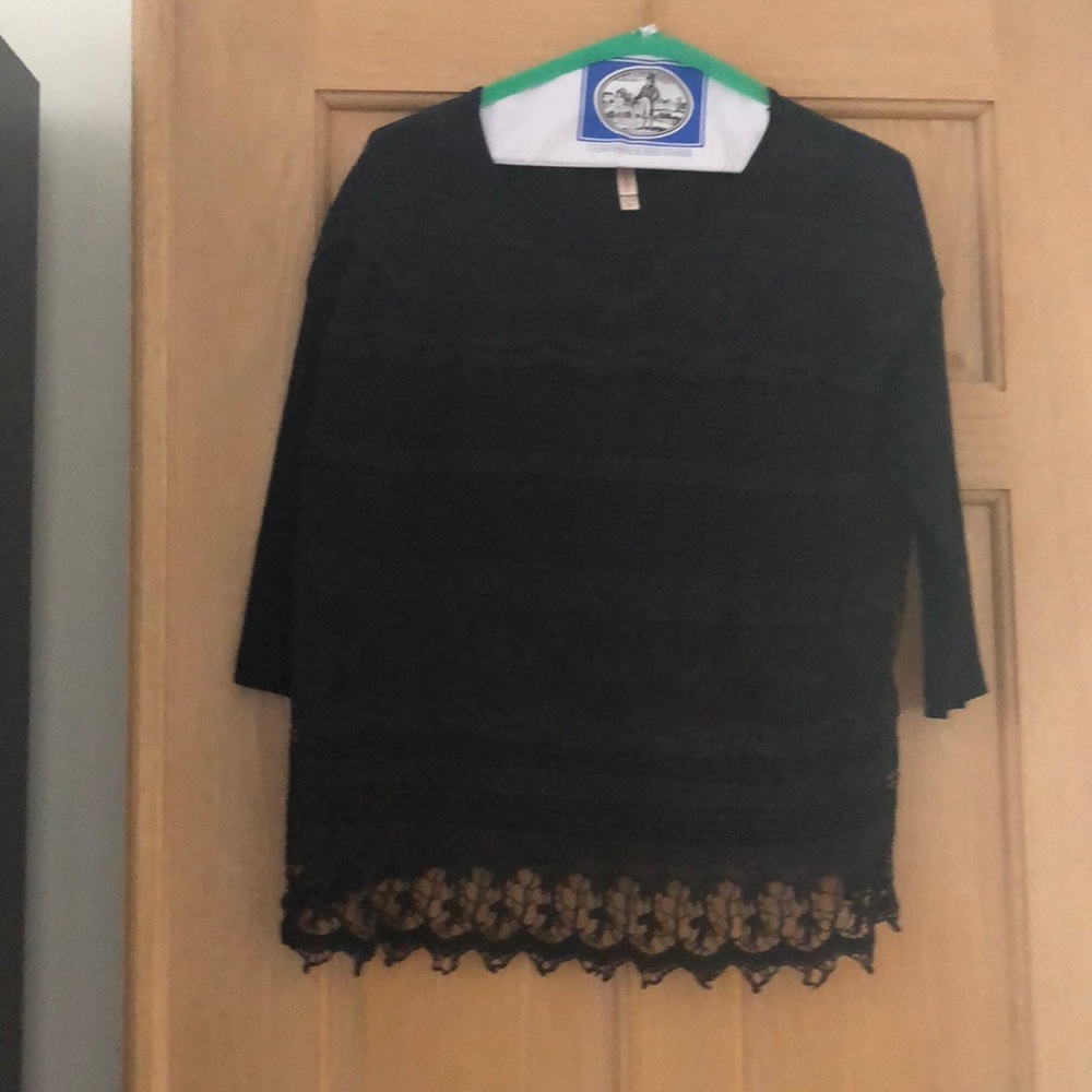 Black laced front long sleeve shirt